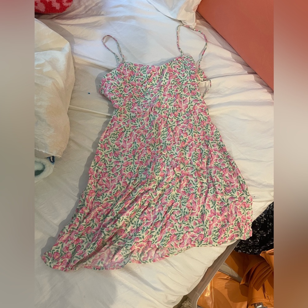 Zara Open Back Dress floral size Small